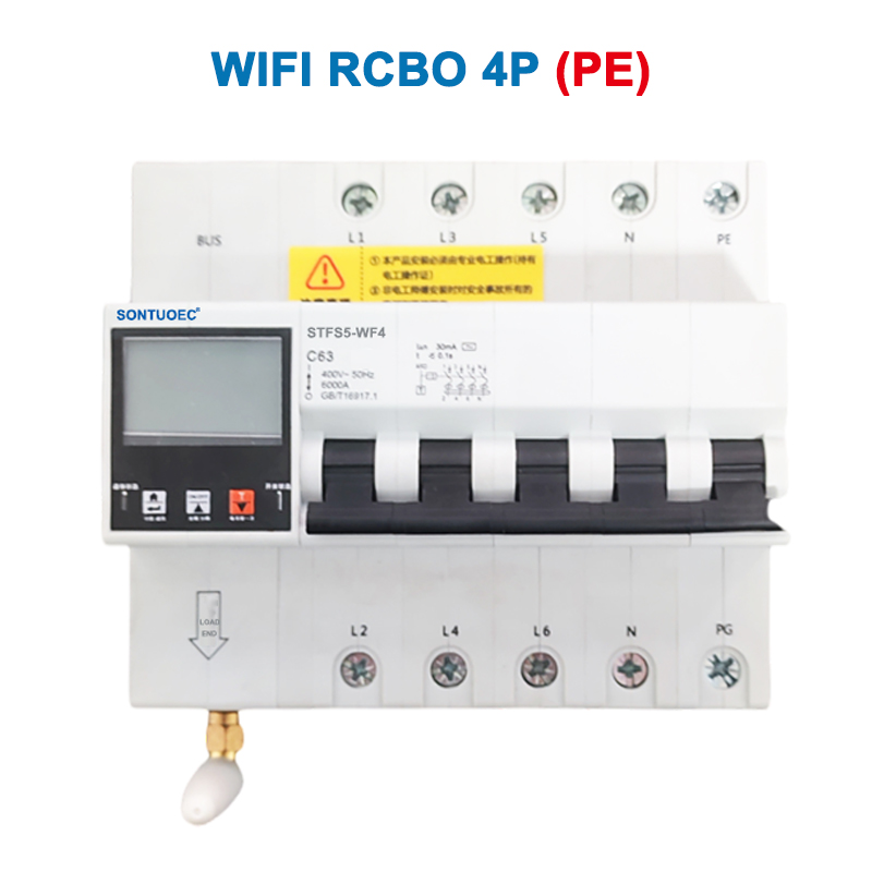 WiFi STFS5-63 Series Multi kazi IoT Intelligent RCBO Akili Mzunguko Mvunja